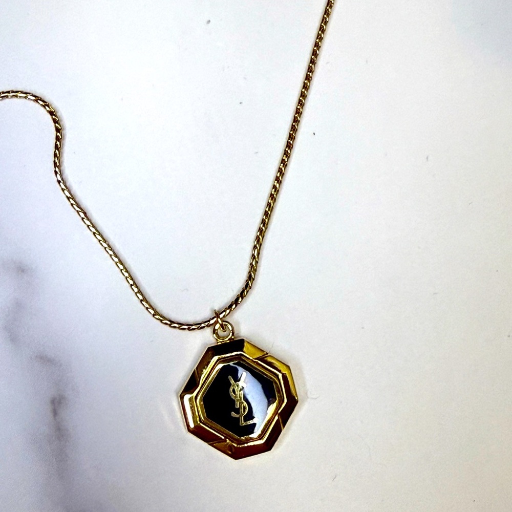 Gold and Black YSL necklace